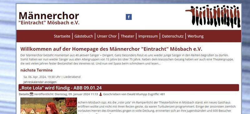 Ansicht der alten Hompage